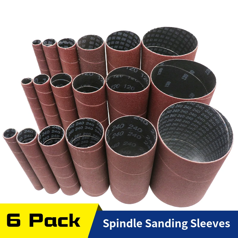 6 Pack Spindle Sanding Sleeves for Oscillating Sander, 80 12