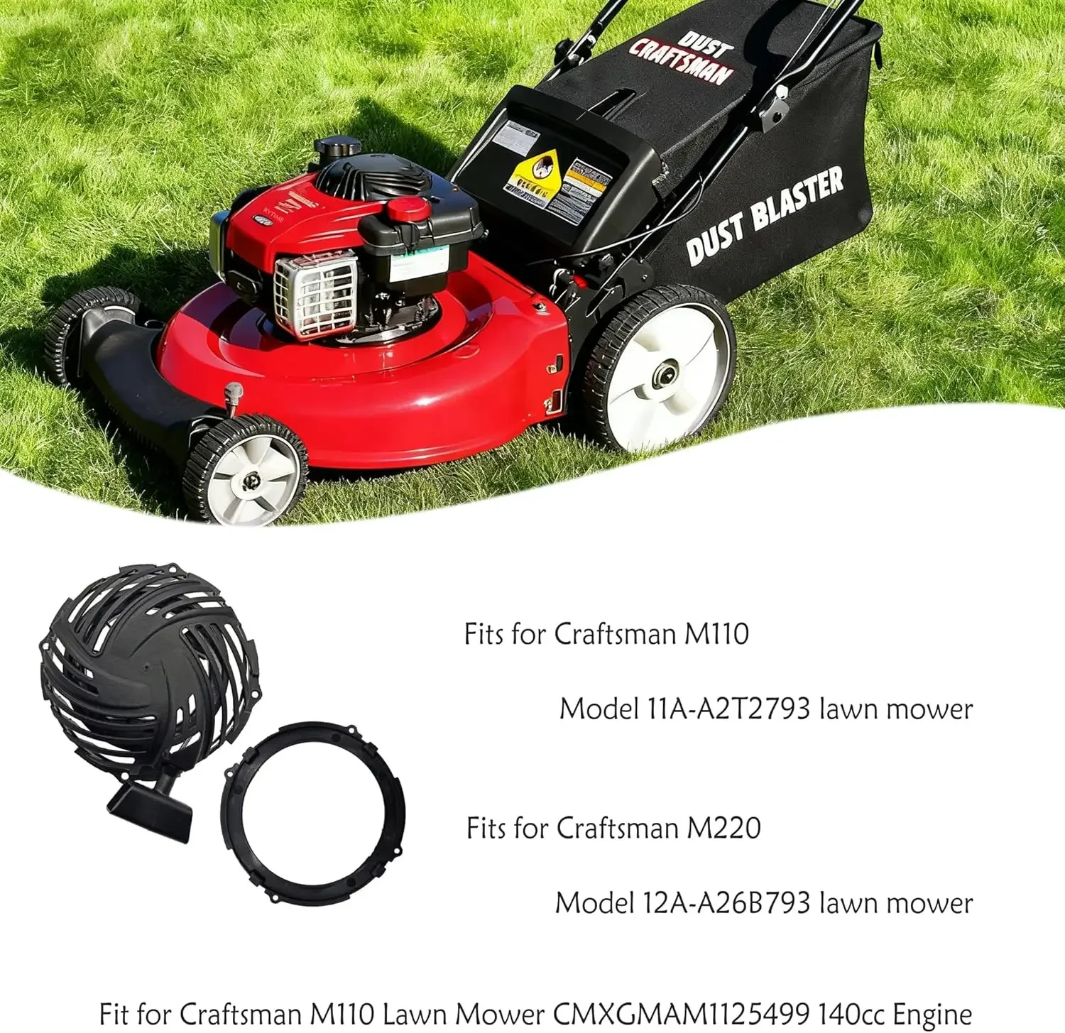 Фото Стартерная сборка с ручным запуском для Craftsman M110 M220, модели 11A-A2T2793, 12A-A26B793, запчасти для газонокосилок, замена CMXGMAM201102 CM №2