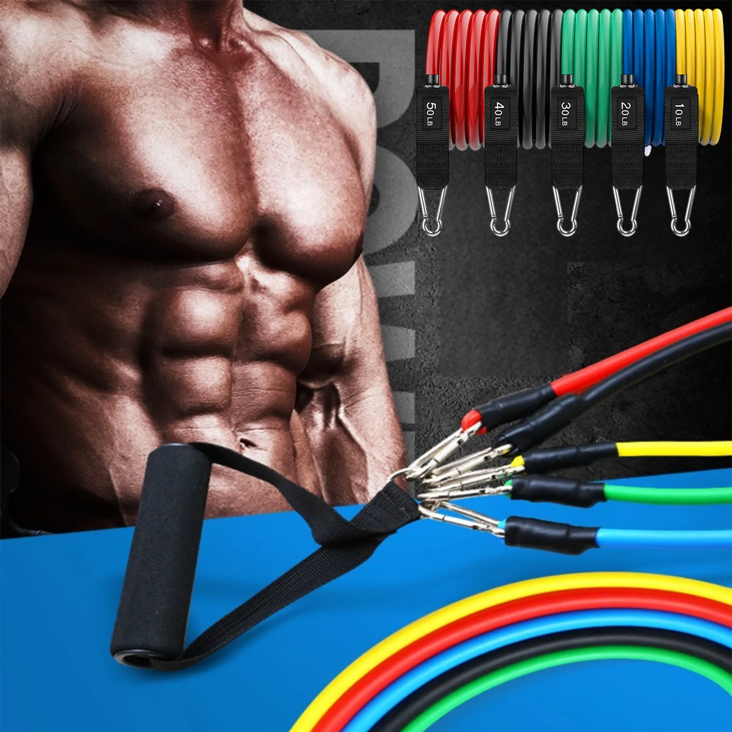 

Fitness Resistance Bands,Exercise Elastic Bands,Working Out Strength Training Equipment Set with Non-Slip Handles for Men,Women