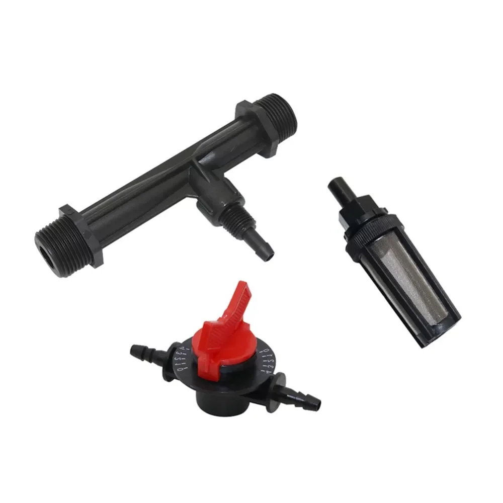 

Irrigation Venturi Fertilizer Injector with 1/2, 3/4 inch male Thread, 4-speed flow control valve, Water filter kit 1 Set