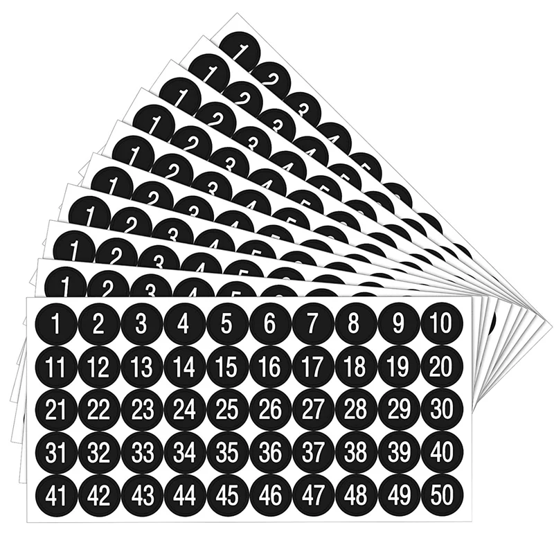20Pcs 1 To 50 Number Stickers Consecutive Number Stickers 1Inch Self-Adhesive Decal For Inventory Storage Classification