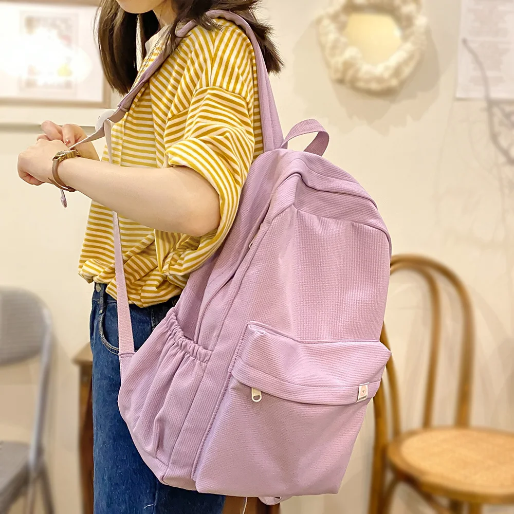 

Female Kawaii College Bag Cotton Fabric Student Women Backpacks Cool Teenage Girl School Bag Cute Ladies Fashion Backpack Trendy