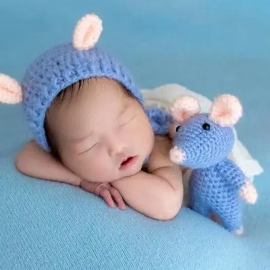 Newborn Photography Props Romper Set Hat Baby Photo Studio Shoot Clothes Boy and Girl Costume