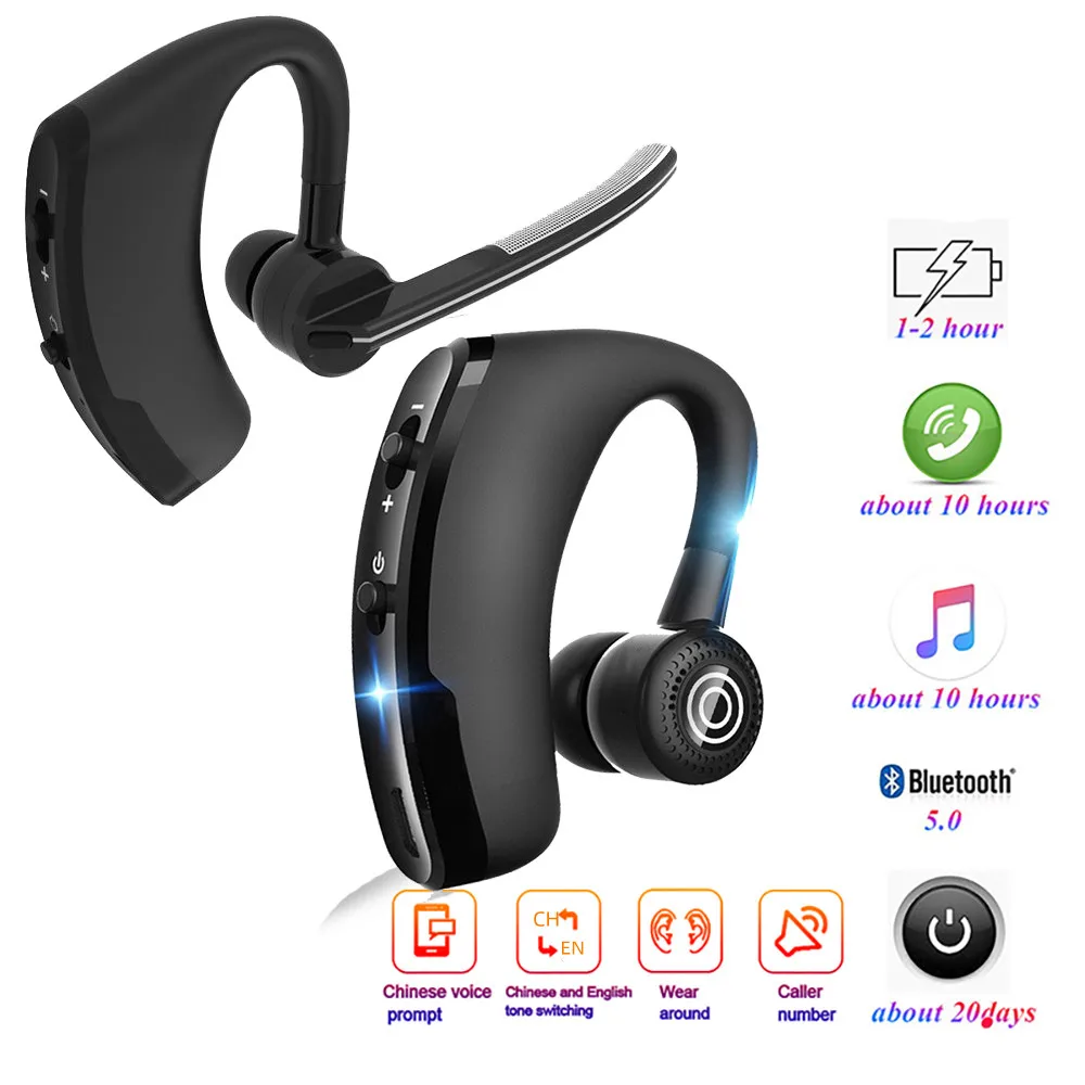

V8 V9 Blutooth Earphone Wireless Stereo HD Mic Headphones Bluetooth Hands In Car Kit With Mic For iPhone Samsung Huawei xiaomi