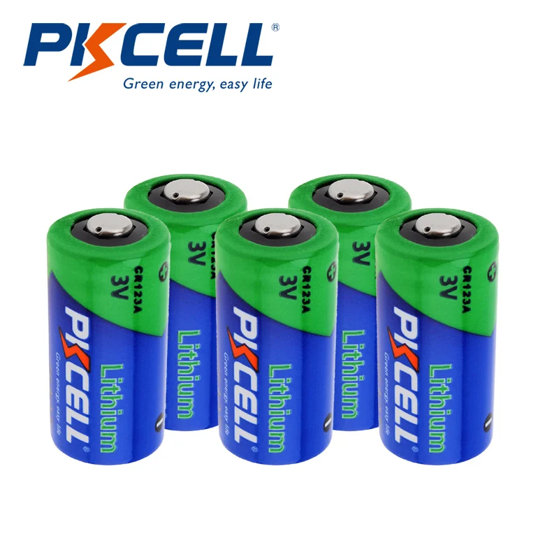 

5Pcs Pkcell CR123A 3V Battery Lithium Li- MnO2 battery Equal CR123 123A CR17345 KL23a VL123A DL123A 5018LC EL123AP batteries