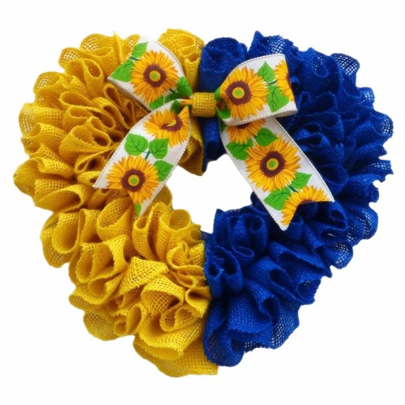 

Ukraine Flag Sunflower Front Door Wreath Spring Decor Farmhouse Cottage Ukrainian Flag Sunflower for Porch Home Party Decoration