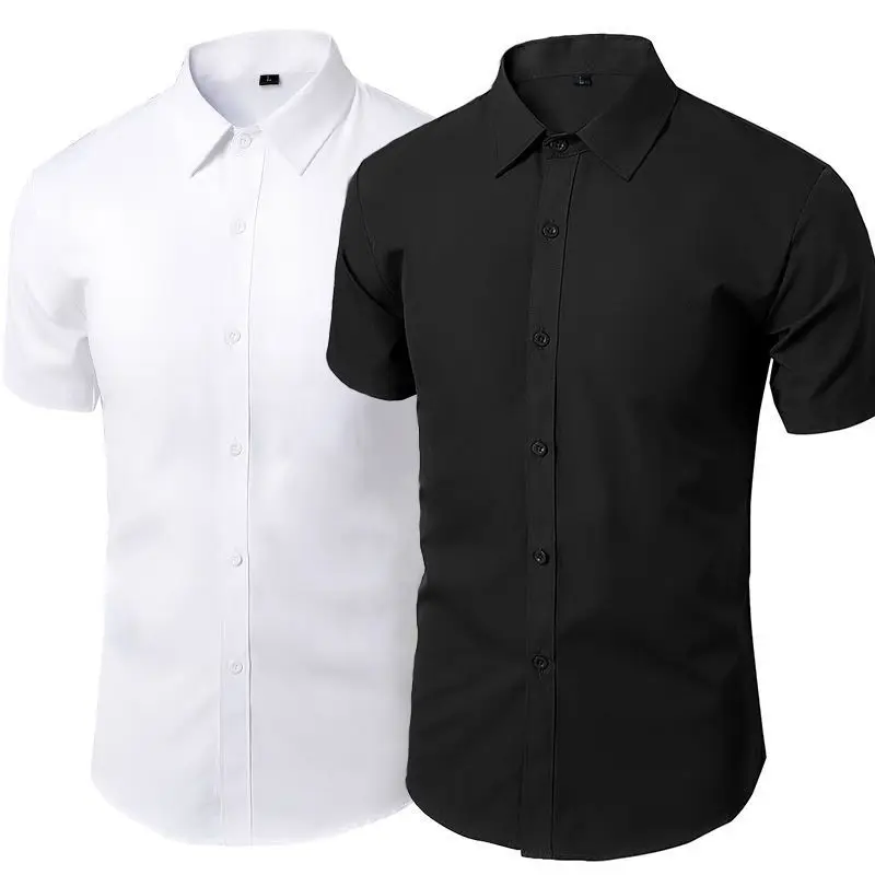 

Summer Shirt for Men Daily Casual White Shirts Short Sleeve Button Down Slim Fit Male Social Blouse 4XL 5XL