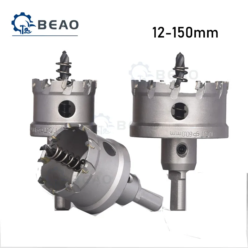 

1Pc 12-150mm Stainless steel alloy Hole saw Carbide Tip HSS Drill Bit Hole Woodworking Tools Universal triangular handle