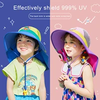 1 12y kids baby sun hat with neck flap cartoon animal printed with 3d ear summer cap with chin strap and whistle beach hat