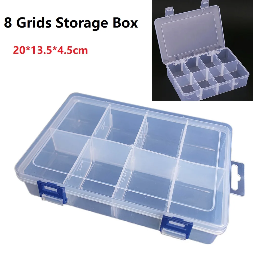 

20*13.5*4.5cm 8 Grids Compartment Plastic Storage Box Screw Component Transparent Box Case Organizer Multifunctional Tool Box
