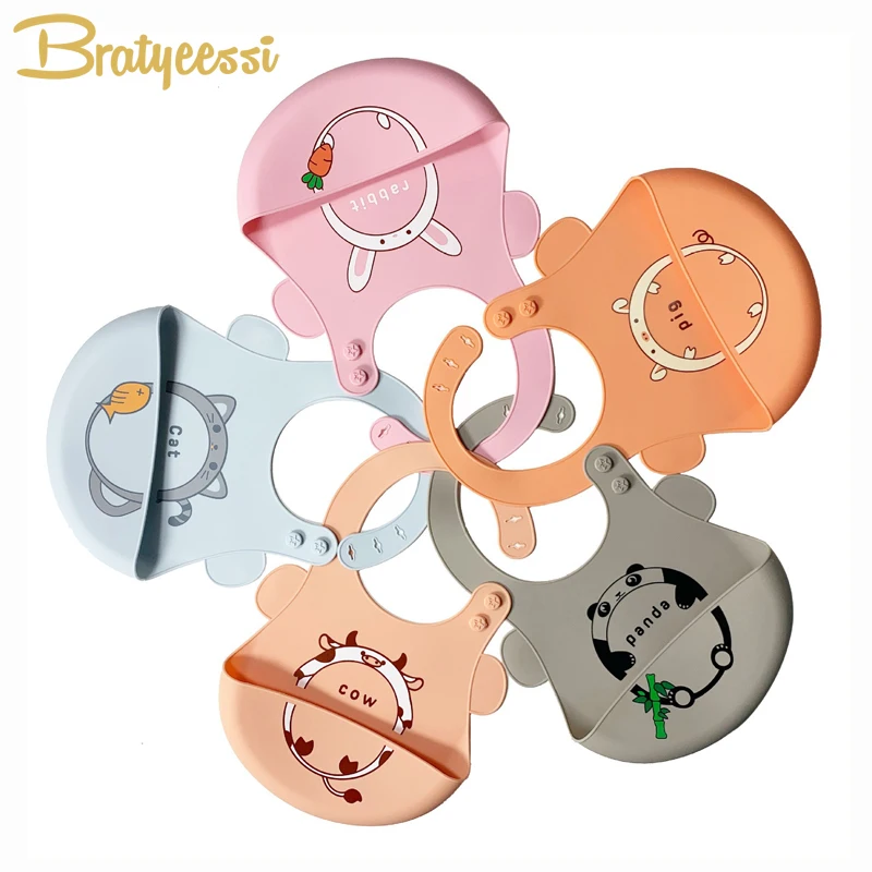 

New Silicone Baby Bibs Cartoon Waterproof Learn Solid Feeding Infant Bib Burp Cloths for Girls Boys Baby Stuff Accessories
