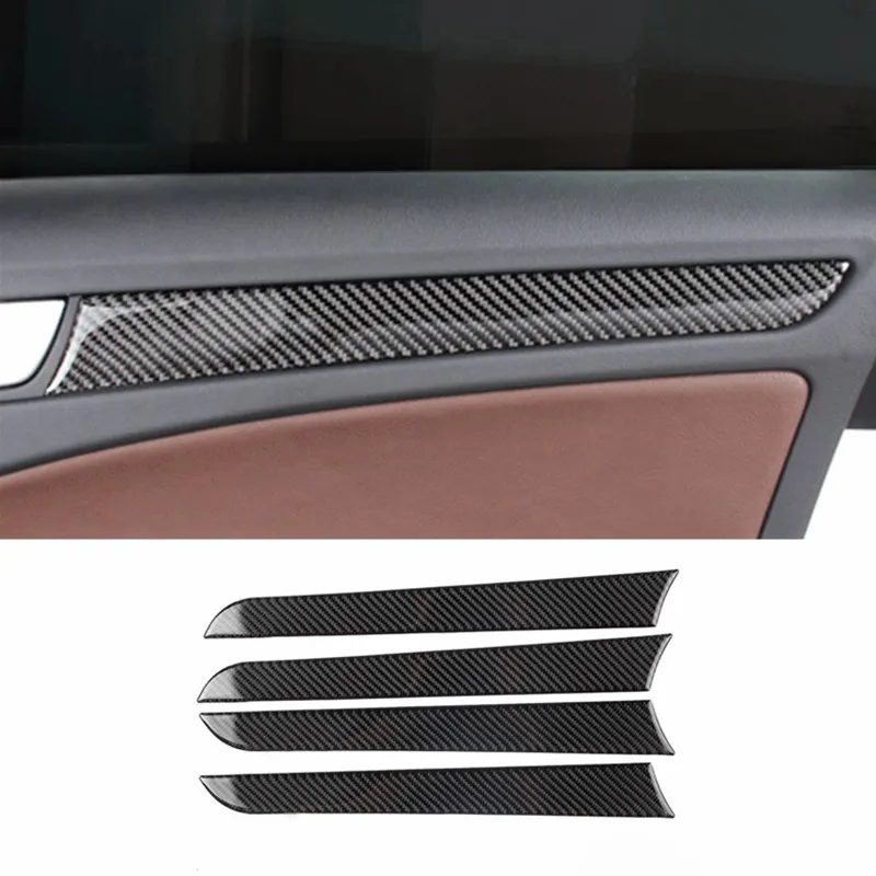 

Car Styling Carbon Fiber Interior Door Handle Panel Frame Decoration Trim Sticker For Audi A4 B8 2009-16 Auto Accessories Decals