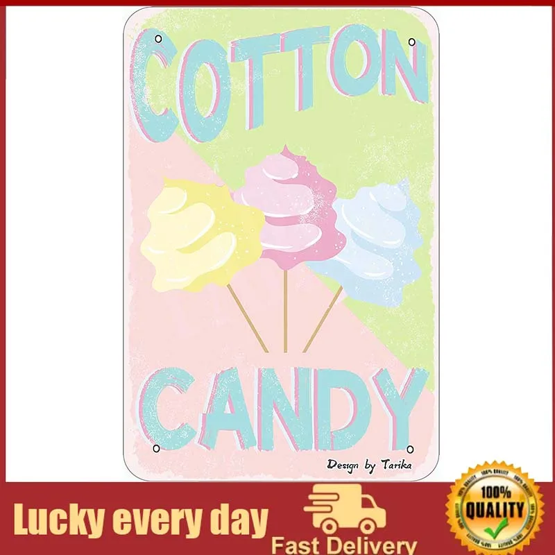 

Tarika Cotton Candy Tin Vintage Look Decoration Plaque Sign for Home Shop Store Inspirational Quotes Wall Decor metal plate