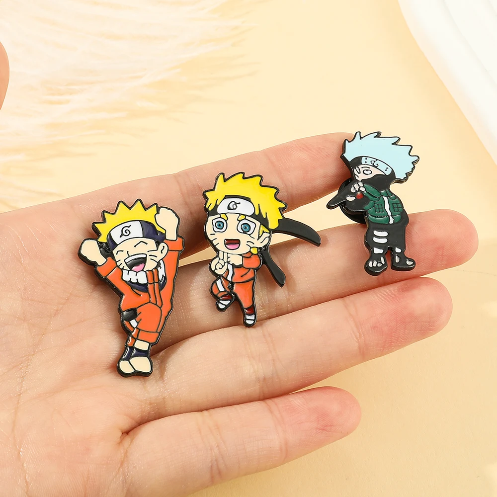 Anime Naruto Pins for Backpacks Cute Cartoon Brooches for Women Kakashi Metal Lapel Badges Trend Jewelry Gift for Friends images - 6
