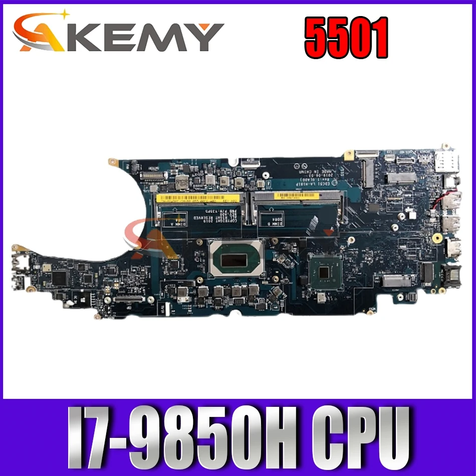 

AkEmy PV5TM 5501 motherboard LA-H181P with I7-9850H CPU For DELL Latitude 5501 notebook motherboard mainboard tested full 100%