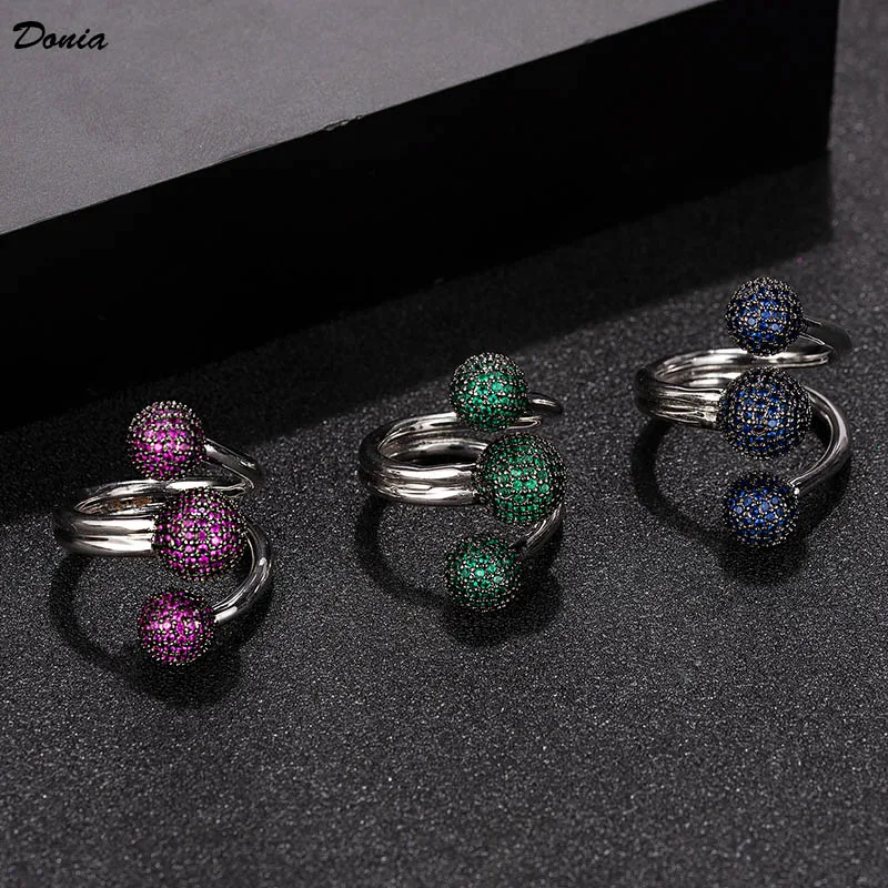 

Donia jewelry New Fashion European and American Exaggerated Luxury Ladies Party Ring Copper Micro Inlaid AAA Zircon Ring