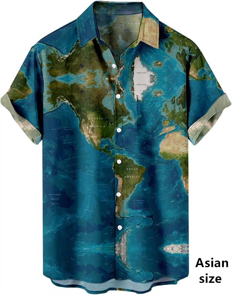 Фото New World Maps Africa Graphic Shirts Men Womens 3D Printed Hawaiian Shirts Clothing Harajuku Fashion Button Short Sleeve Tops №4