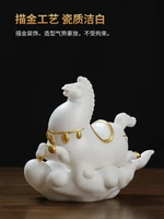 ceramic chinese zodiac horse decoration lucky blanc de chine crafts living room and wine cabinet decorations