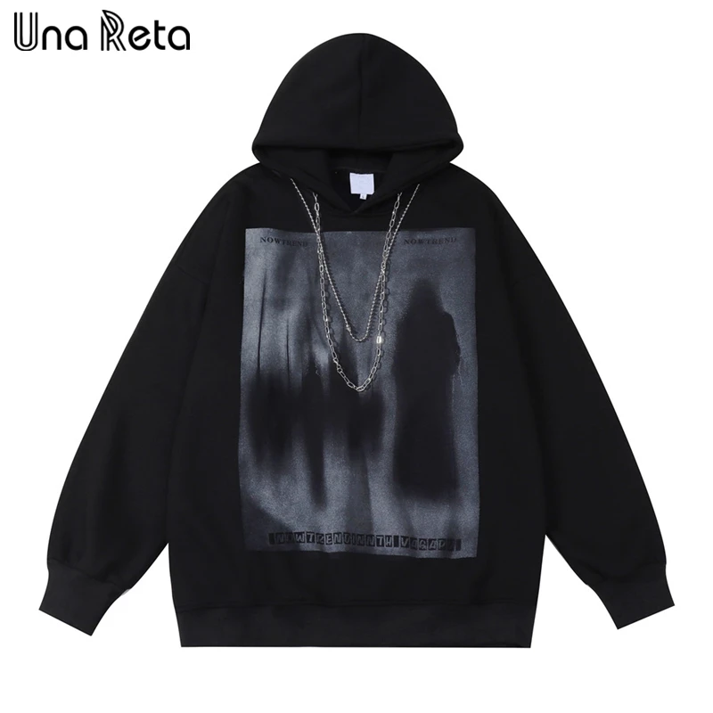

Мужская толстовка с капюшоном Una Reta, пуловер с капюшоном в стиле Харадзюку на весну и осень, модные толстовки в стиле хип-хоп