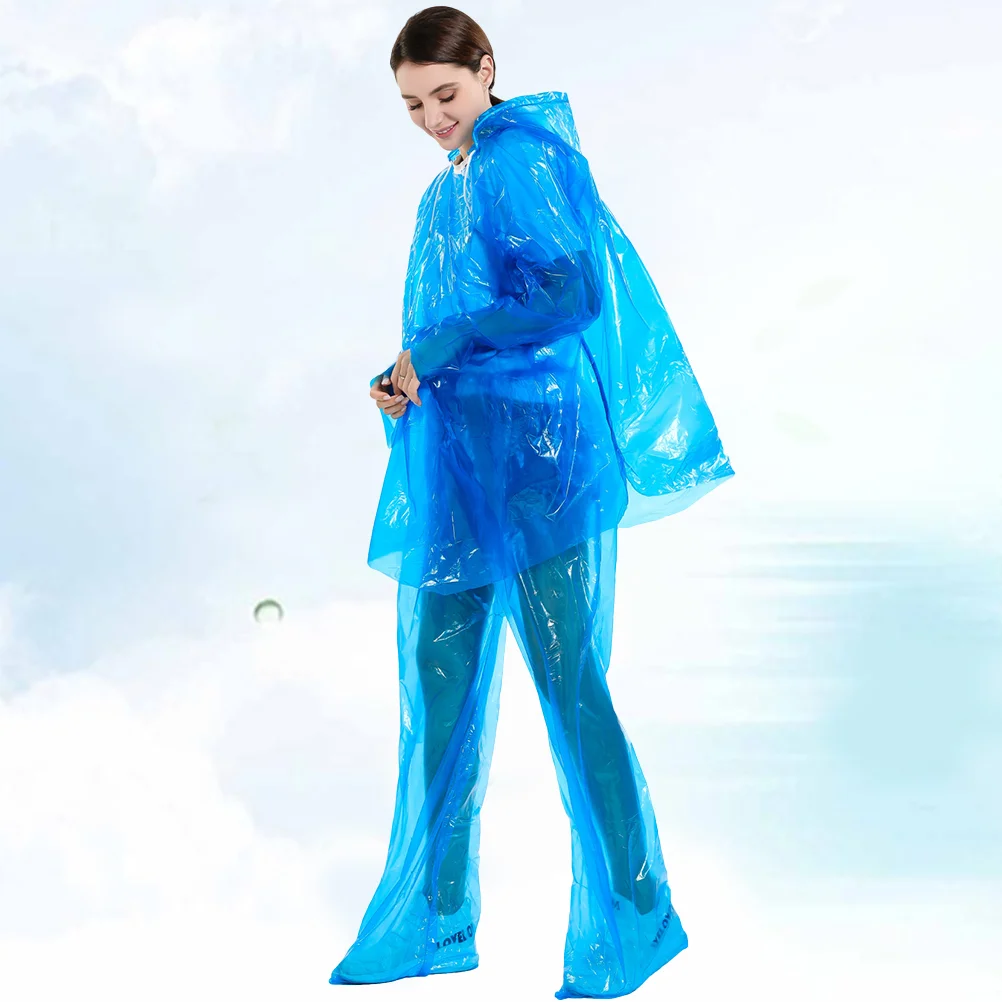 

3 Set Disposable Rain Poncho Raincoat with Drawstring Hood Waterproof Raincoat Rain Pants Suit Rain Poncho Raincoats for