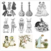 2022 painting classical easter clear stamps girls stamps tie child bunny lady card crafts no metal cutting dies scrapbooking