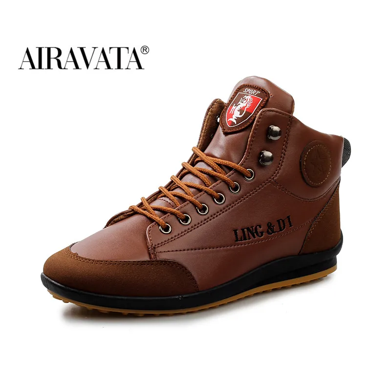 Men's Leather Shoes Lace Up Trend Comfortable Shoes Outdoor British Fashion High Casual  Sneakers Boots of Man
