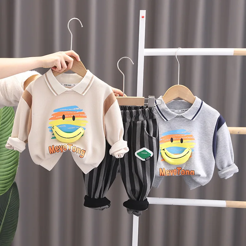 

Larua Kors New 2023 Korean Baby Clothing Set Spring Cotton Long Sleeve Print Dinosaur Striped 3 Pcs Sets Boys Clothes 12M-5T