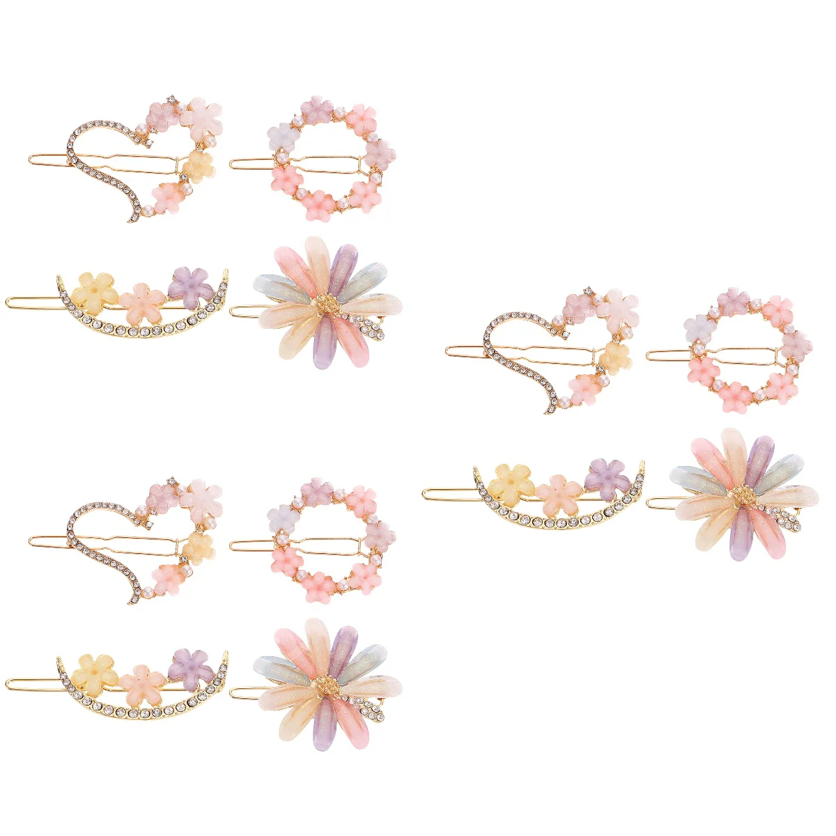 

12 Pcs Bow Tie Pink Hair Accessories Girl Flower Barrette Hairpins Clips Celebrity Barrettes Resin Decorative Miss