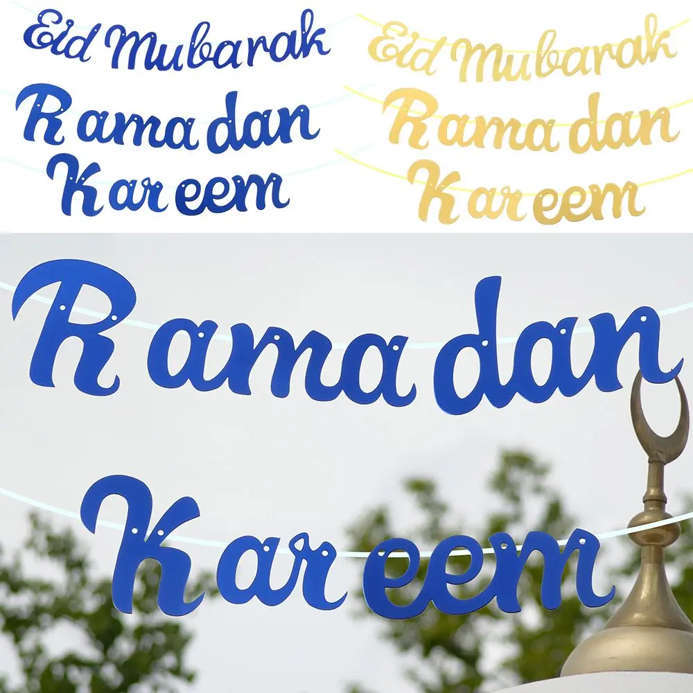 

New Paper Garland Photo Booth Props Muslim Festival Decoration RAMADAN KAREEM EID MUBARAK Bunting Banner Hanging Flag