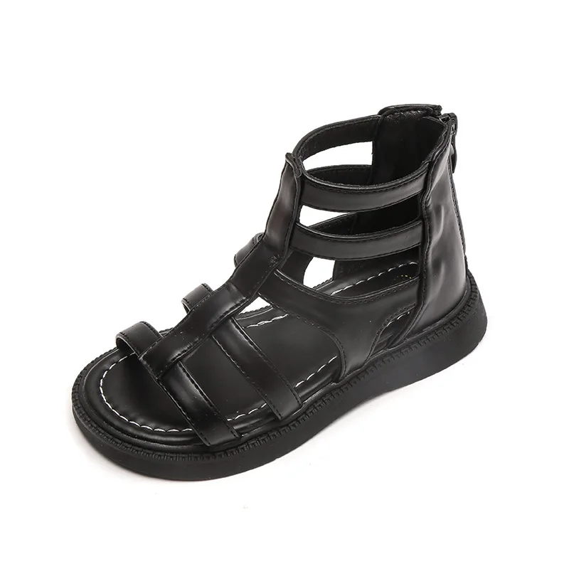 

Детские сандалии-гладиаторы CAPSELLA с ремешками, летняя обувь в римском стиле для девочек, пляжные сандалии на молнии сзади, Размеры 26-36