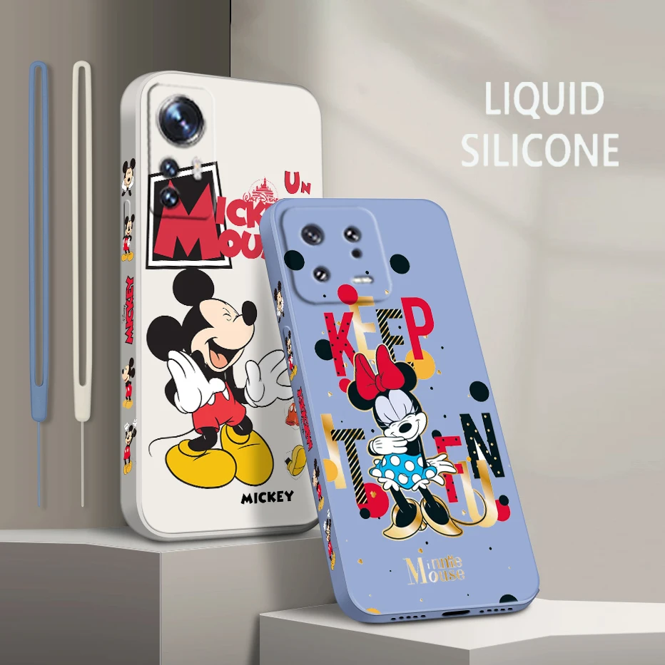 

Minnie Mouse Cute Anime For Xiaomi Mi 13 12 12T 11 11T 10 10T 9 9SE Lite Pro Ultra A3 Liquid Left Rope Soft Phone Case Fundas