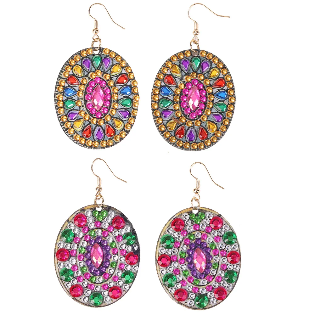 

DIY Special Shape Diamond Painting Handmade Mandala Patterns Stud Earrings for Women Girl Fashion Women Girl Jewelry Gift New