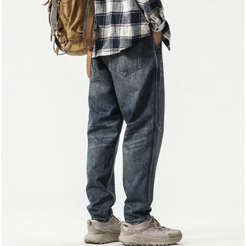 Men Clothing 2022 New Pattern Recreational Vintage Broad Leg Blue Jeans Straight Cylinder Large Loose Haren Pants Autumn Female