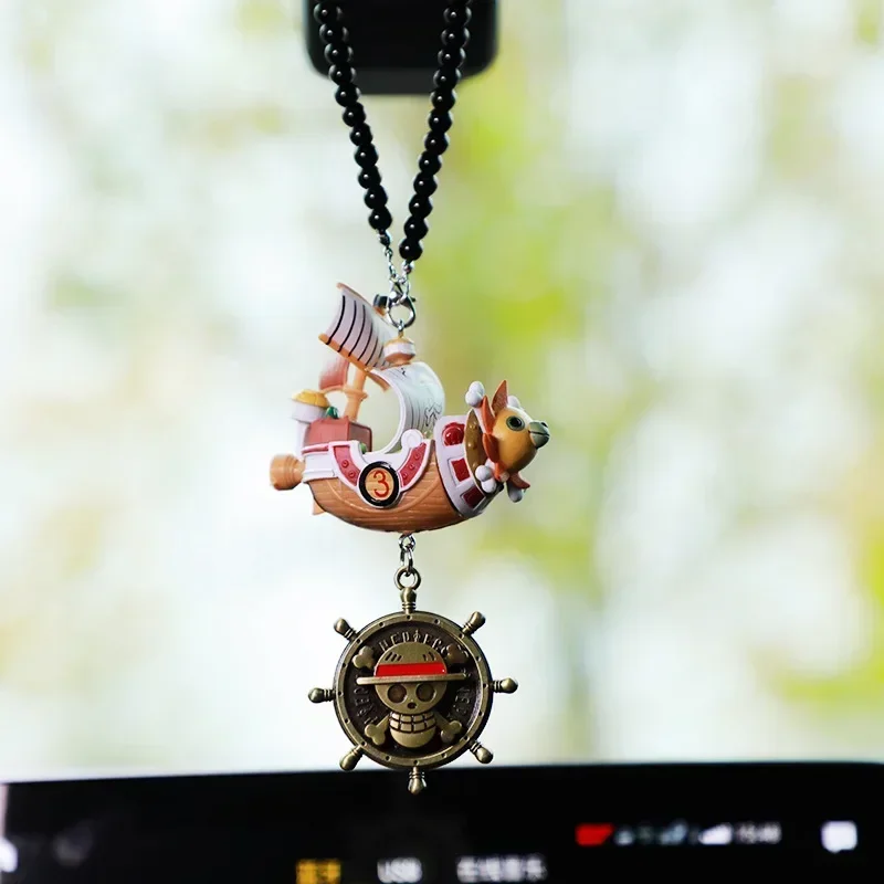 Фото Новая фигурка Луффи из аниме One Piece, 6 см, модель Thousand Sunny, подвеска на зеркало заднего вида автомобиля, подарок, популярная игрушка №3