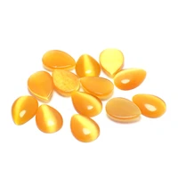 30pcs golden color cat eye stonecabochon teardrop polished flat back stone earring jewelry necklace making 14x10mm