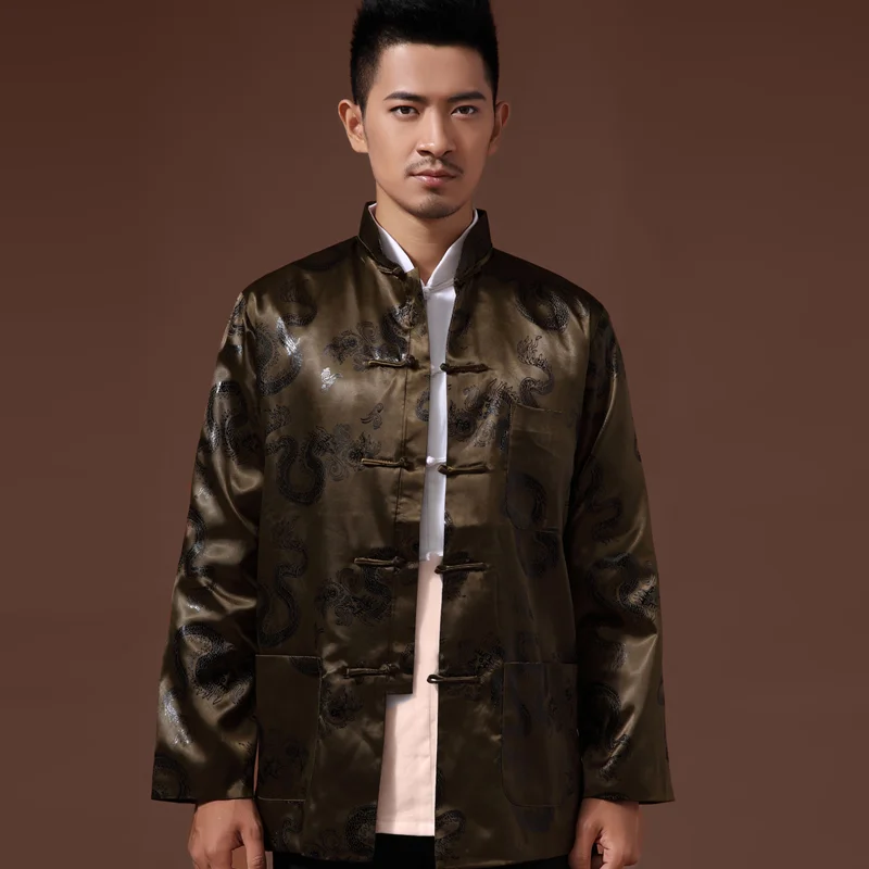 

Китайский дракон мужская куртка Кунг-фу новый год Династия Тан традиционный костюм Мужская куртка Премиум костюм Топ