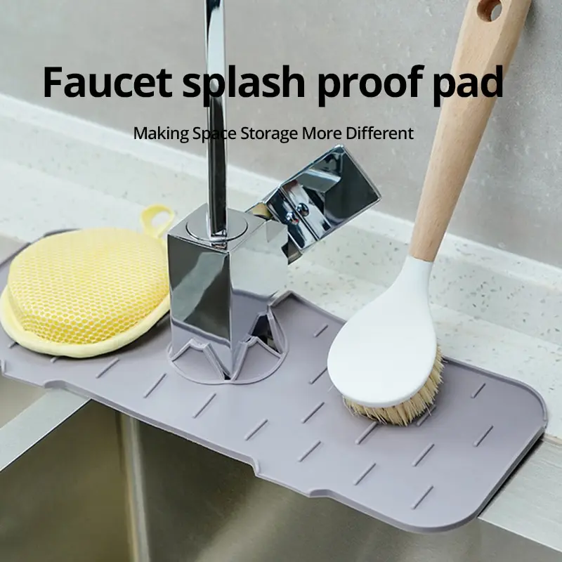 

Faucet Absorbent Silicone Mat Kitchen Bathroom Drain Temperature Insulation Splash Water Sponge Drainage Rack Foldable Sink Mat