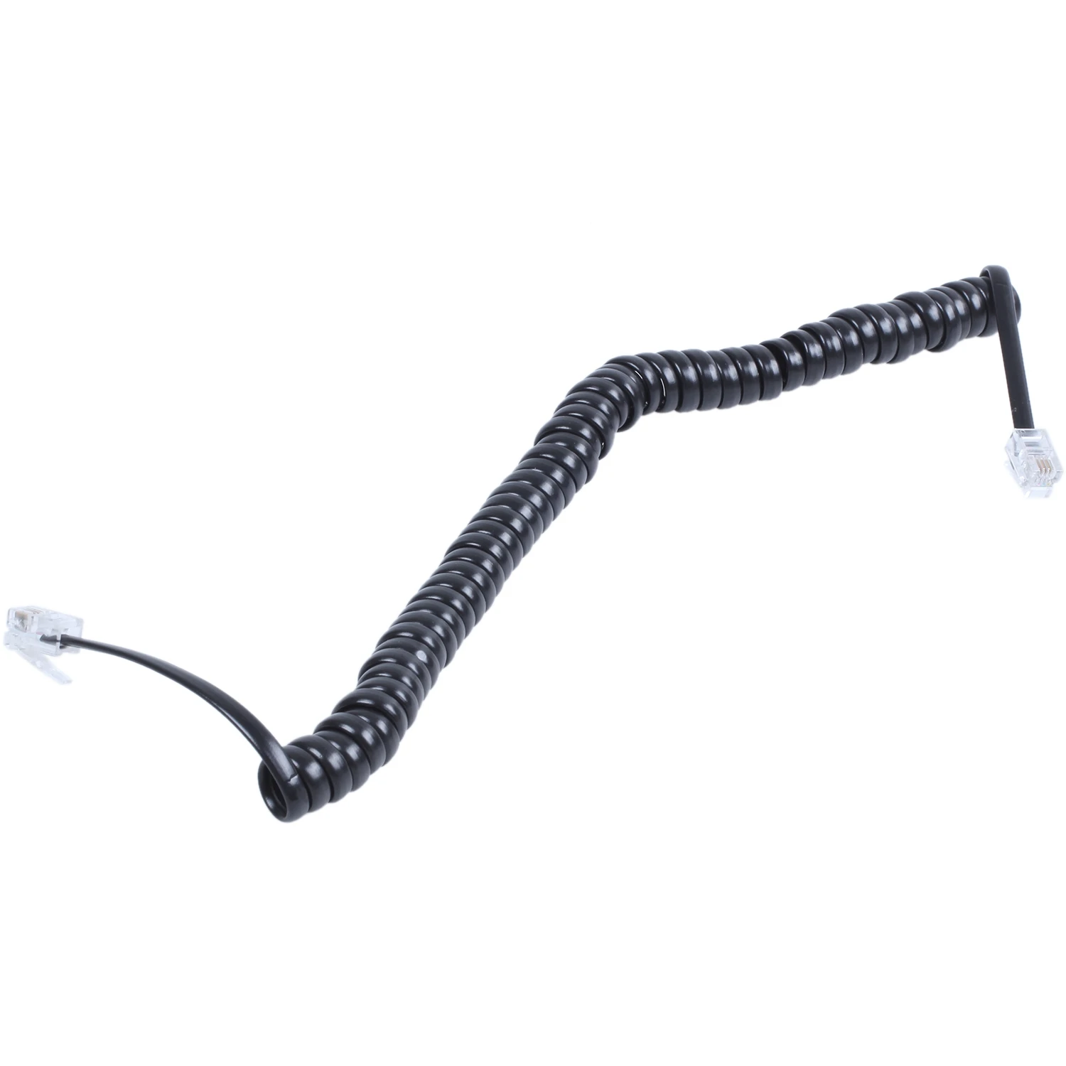Сменная вилка RJ9 4P4C спиральная стрейчевая телефонная линия черного цвета