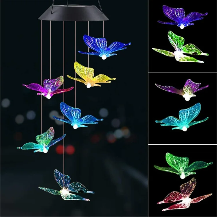 

Outdoor Solar Wind Chime Light LED Color Gradient Hummingbird Butterfly Garden Garden Wind Chime Light Children's Holiday Gift