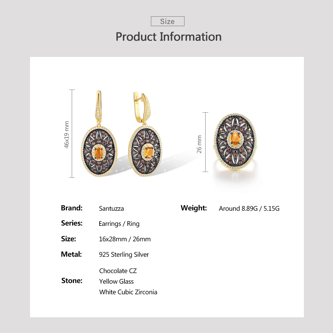 SANTUZZA комплект ювелирных изделий из стерлингового серебра 925 пробы для женщин