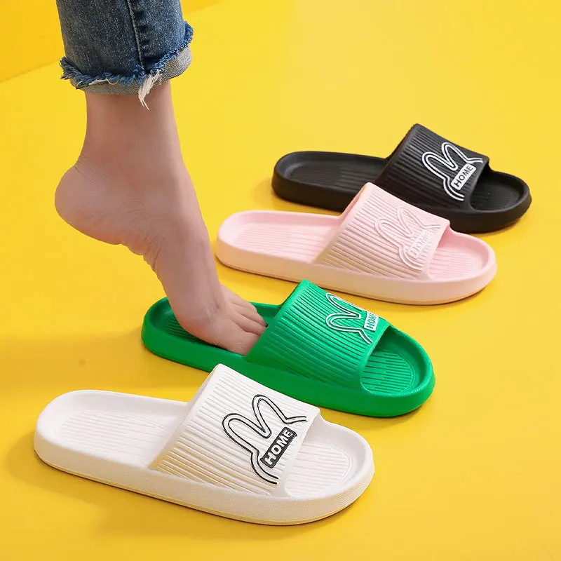 New Arrival Thick Sole Solid Color Indoor Ladies Slippers Summer Beach Soft Soled Shoes Casual Men's Bathroom Non-slip Sandals