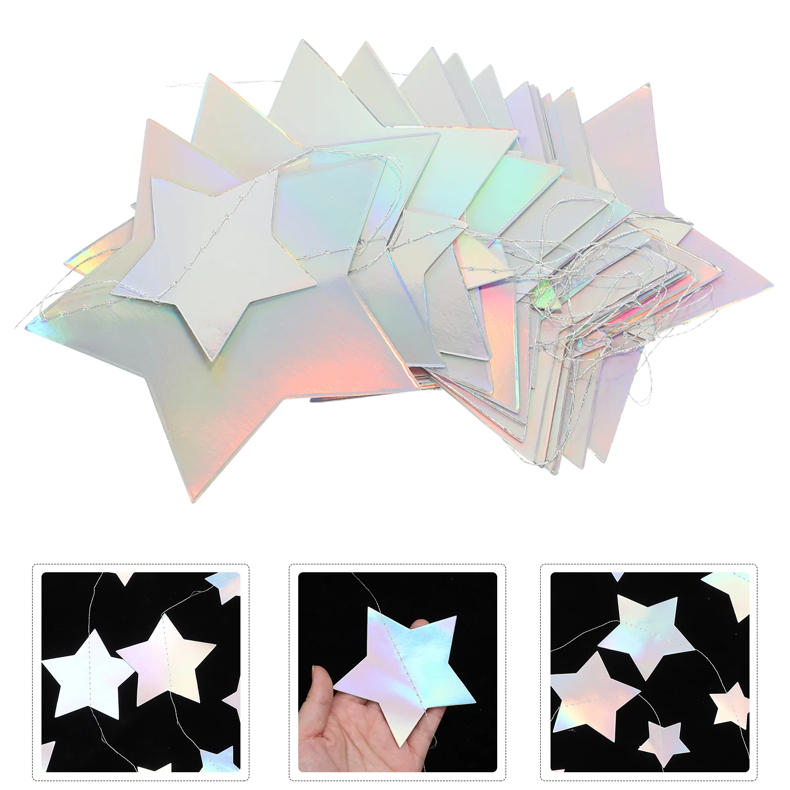 

Iridescent Star Banner Garland Wedding Venue Setting Props Party Supplies Festival Paper Decorations