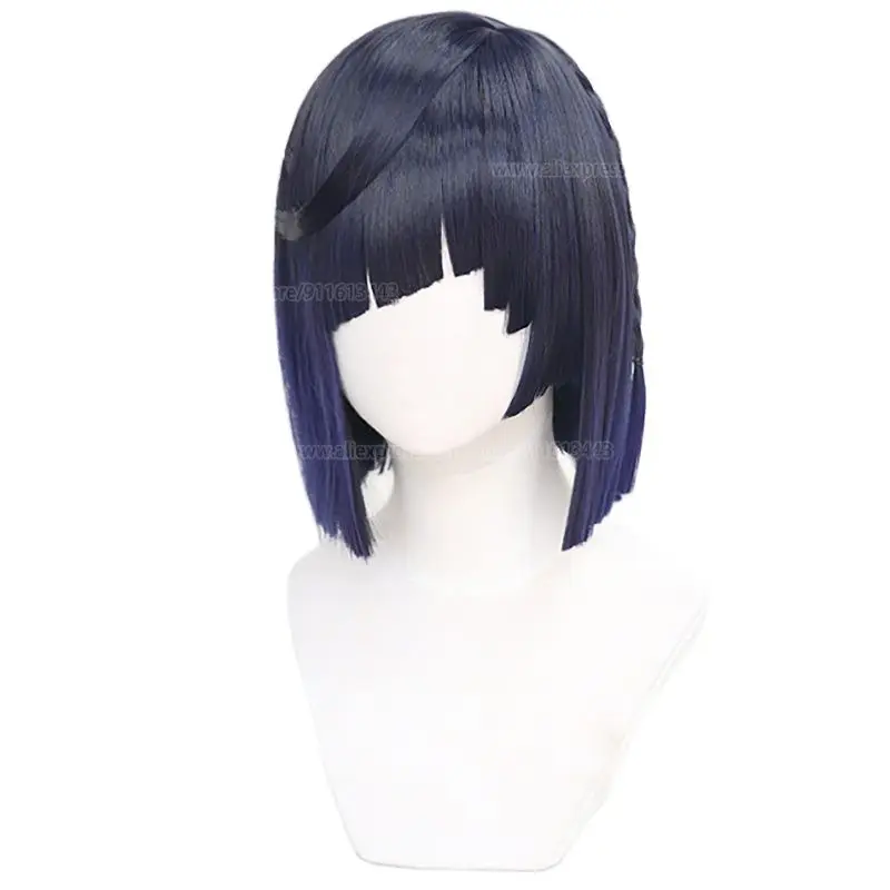

High Quality Yelan Cosplay Wig Game Genshin Impact Short Gradient With Braids Heat Resistant Hair Party Wig + a wig cap
