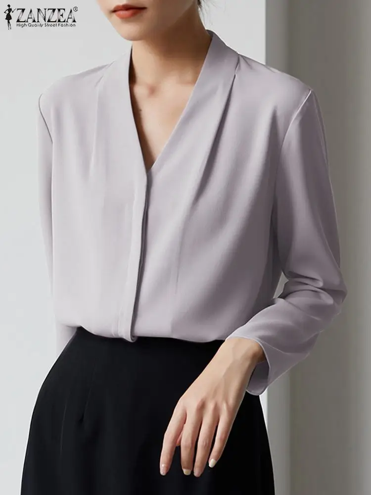 

Oversize Women Blouse Elegant Office OL Shirt ZANZEA 2023 Summer Female Work OL Tunic Tops Holiday Party Chemise Oversize Busas