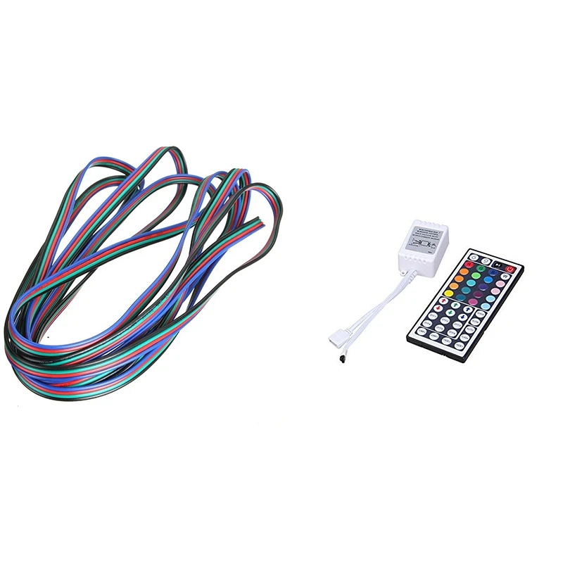 

4-контактный кабельный разъем, разветвитель проводов для RGB / RGB 3528 5050 и DC12V 44 клавиши, беспроводной ИК-пульт дистанционного управления