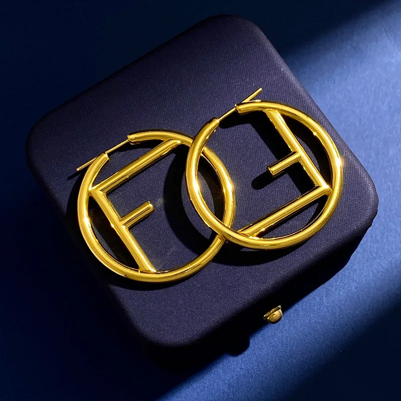 

European and American Letter Medium Smooth Round Earrings