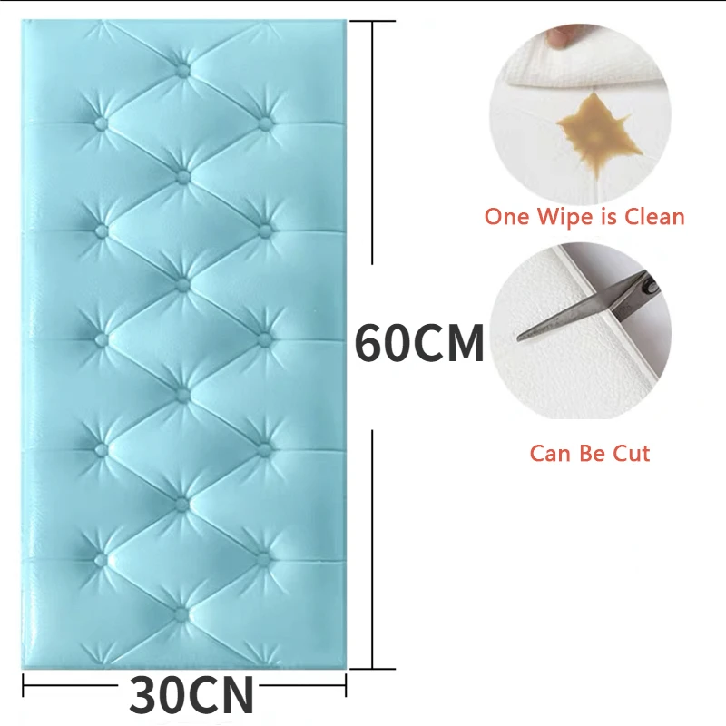 

1PC 3D Soft Bag Anti-collision Bed Stickers Self-adhesive Thickened Wall Stickers DIY Tatami Headboard Bedroom Home Decoration