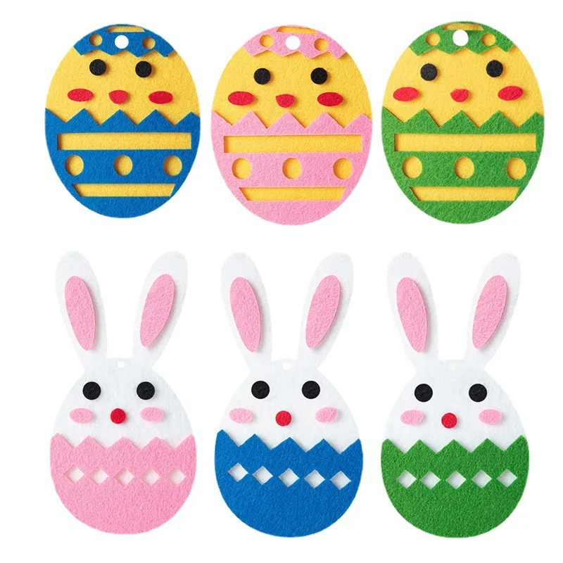

10pcs DIY Easter Bunny Egg Wooden Slices Easter Hanging Pendant Wood Crafts for Happy Easter Party Home Decor Kids Graffiti Egg
