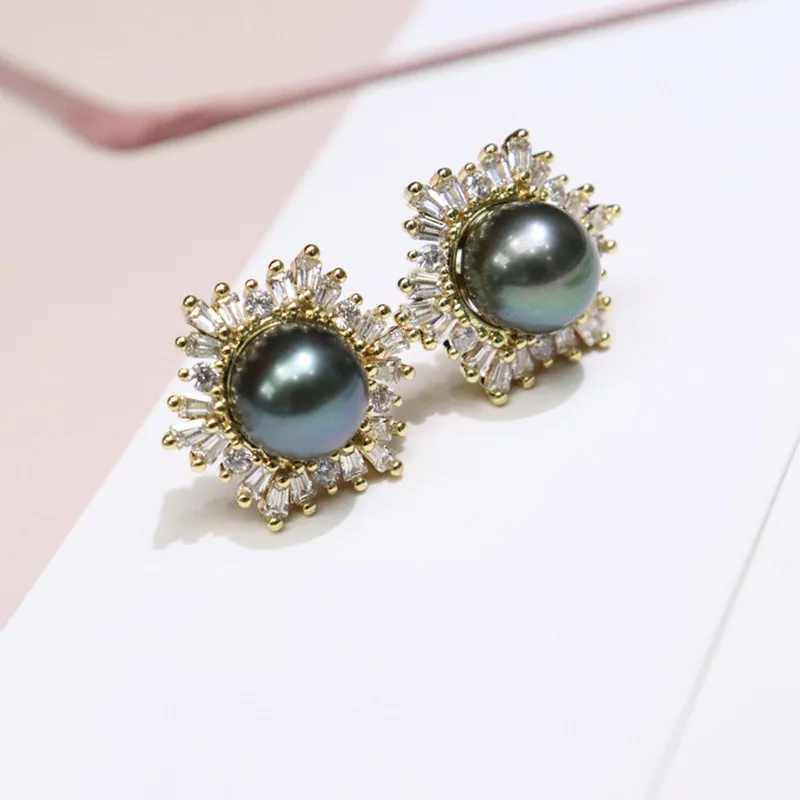 

Snowflake style 6color 8-9mm freshwater pearl stud earrings women's light good fashion earrings