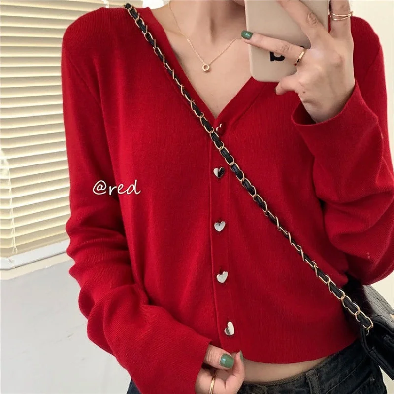 

Женский кардиган с длинным рукавом, однотонный короткий кардиган в Корейском стиле, 2023